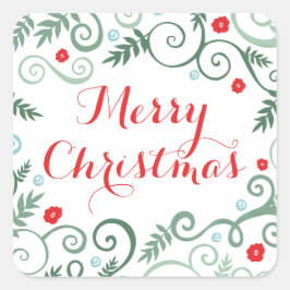 Klassische Elegance Weihnachtskleber / Rot Quadratischer Aufkleber