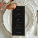 Klassische Elegant Black Gold Calligraphy Wedding Menükarte<br><div class="desc">Teil einer Sammlung *keine echte Folie</div>