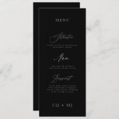Klassische Elegant Black Silver Calligraphy Weddin Menükarte (Vorne/Hinten)