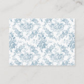 Klassische Elegant Blauer und Weiße Blumen Toile Begleitkarte (Rückseite)