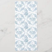 Klassische Elegant Blauer und Weiße Blumen Toile Menükarte (Rückseite)