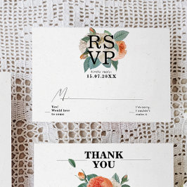 Klassische Elegant-Blumenschrift Hochzeit RSVP Karte