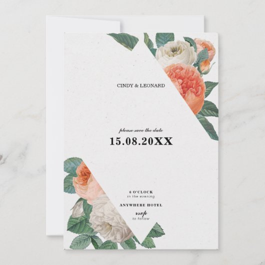 Klassische Elegant-Blumenschrift Hochzeit Save The Date (Vorderseite)