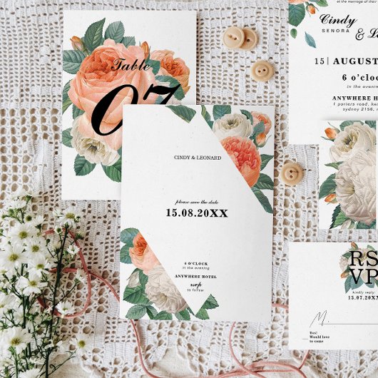 Klassische Elegant-Blumenschrift Hochzeit Save The Date