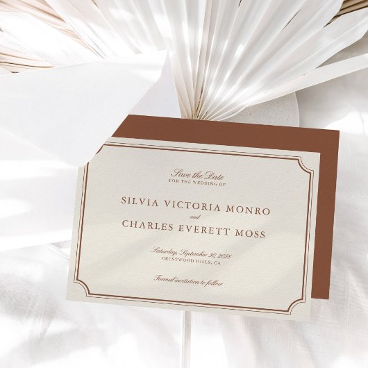 Klassische Elegant Brown & Ecru Wedding Save the D