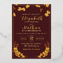 Klassische Elegant Burgundy Gold Floral Wedding