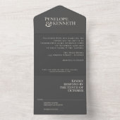 Klassische Elegant Dunkelgraue Typografie Hochzeit All In One Einladung (Innen Boden)