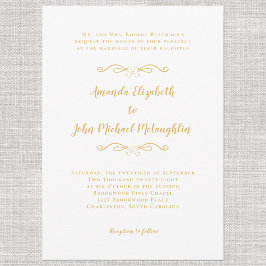 Klassische Elegant Einfache formale Gold Weiße Hoc Einladung