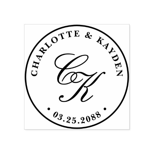 Klassische Elegant-Entwine-Script-Hochzeit Monogra Gummistempel (Prägung)