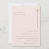 Klassische Elegant Minimal Blush Typografie Taufe Einladung (Vorderseite)