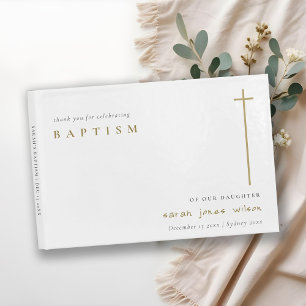 Klassische Elegant Minimal Gold Typografie Taufe Gästebuch