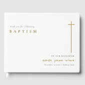 Klassische Elegant Minimal Gold Typografie Taufe Gästebuch (Vorderseite)