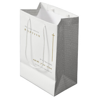 Klassische Elegant Minimal Gold Typografie Taufe Mittlere Geschenktüte