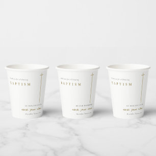 Klassische Elegant Minimal Gold Typografie Taufe Pappbecher