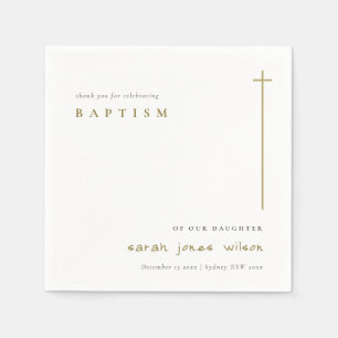 Klassische Elegant Minimal Gold Typografie Taufe Serviette