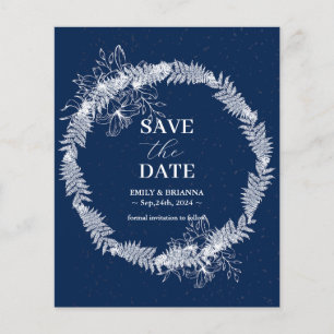 Klassische Elegant Navy Blue Hochzeit Sichern Sie Flyer