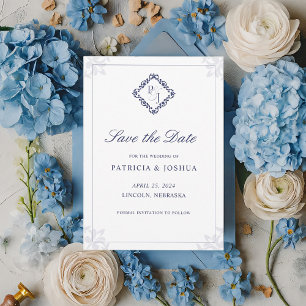 Klassische Elegant Navy Blue Save the Date Card