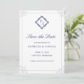 Klassische Elegant Navy Blue Save the Date Card (Stehend Vorderseite)