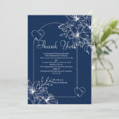 Klassische Elegant Navy Hochzeit Dankeskarte (Stehend Vorderseite)