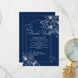 Klassische Elegant Navy Hochzeit Dankeskarte