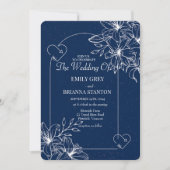 Klassische Elegant Navy Hochzeit Einladung (Vorderseite)