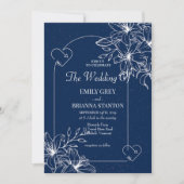 Klassische Elegant Navy Hochzeit Einladung (Vorderseite)