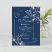 Klassische Elegant Navy Hochzeit Einladung (Stehend Vorderseite)