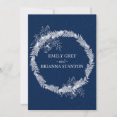 Klassische Elegant Navy Hochzeit Einladung (Rückseite)