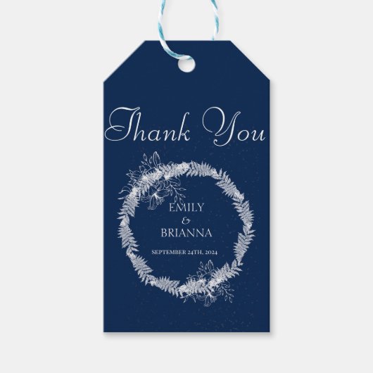 Klassische Elegant Navy Hochzeit Geschenkanhänger (Vorderseite)