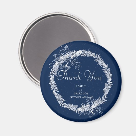 Klassische Elegant Navy Hochzeit Magnet (Vorderseite/Rückseite)