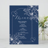 Klassische Elegant Navy Hochzeit Menükarte (Stehend Vorderseite)