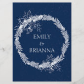 Klassische Elegant Navy Hochzeit Menükarte (Rückseite)