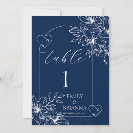 Klassische Elegant Navy Hochzeit Tischnummer
