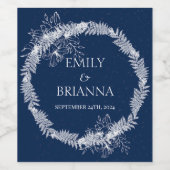 Klassische Elegant Navy Hochzeit Weinetikett (Einzelnes Label)