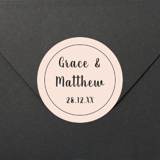 Klassische Elegant Rosa Hochzeit Minimalistisch Runder Aufkleber