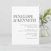 Klassische Elegant-Schwarz-Weiß-Typografie-Hochzei Einladung (Stehend Vorderseite)