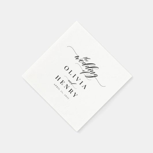 Klassische Elegant-Script-Hochzeit Serviette (Ecke)