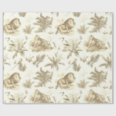 Klassische Elegant Topical Safari Löwe Beige Toile Geschenkpapier (Flach)