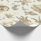 Klassische Elegant Topical Safari Löwe Beige Toile Geschenkpapier (Ecke)