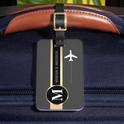 Klassische Elegant Traveler Gold Metal Monogramm N Gepäckanhänger (Vorderseite Insitu 2)