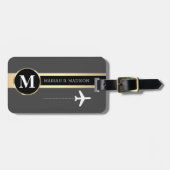 Klassische Elegant Traveler Gold Metal Monogramm N Gepäckanhänger (Vorderseite horizontal)