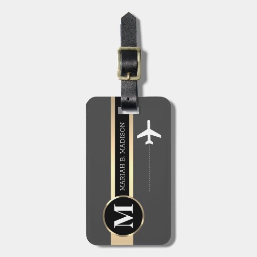 Klassische Elegant Traveler Gold Metal Monogramm N Gepäckanhänger (Vorderseite vertikal)