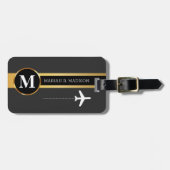 Klassische Elegant Traveler Gold Metal Monogramm N Gepäckanhänger (Vorderseite horizontal)