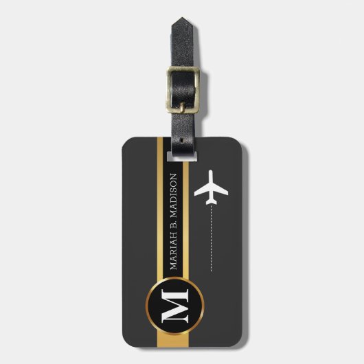 Klassische Elegant Traveler Gold Metal Monogramm N Gepäckanhänger (Vorderseite vertikal)