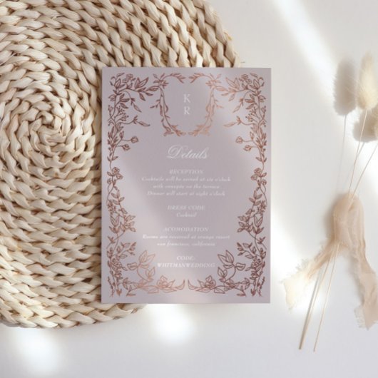 Klassische Elegant-Wappen-Monogramm-Hochzeitsempfe Begleitkarte