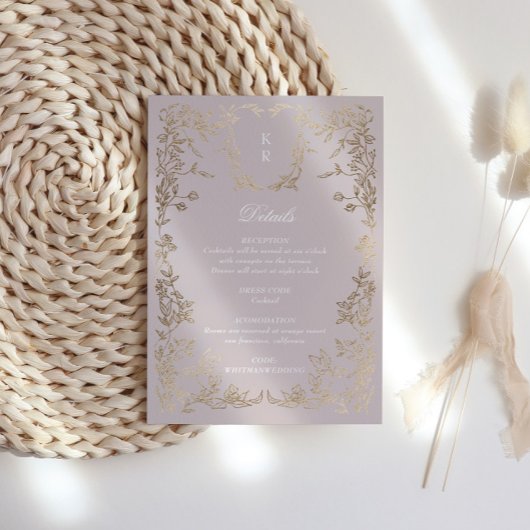 Klassische Elegant-Wappen-Monogramm-Hochzeitsempfe Begleitkarte