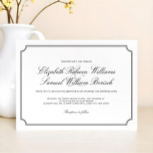 Klassische Elegant White Simple Wedding Einladung