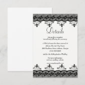 Klassische Elegante Black Lace Hochzeitdetails Begleitkarte (Vorne/Hinten)
