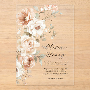 Klassische elegante Blumen-Acrylh Hochzeitseinladu Acryleinladungen