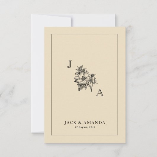 Klassische elegante Blumen-Logo-Hochzeitskarten fü Dankeskarte (Vorderseite)